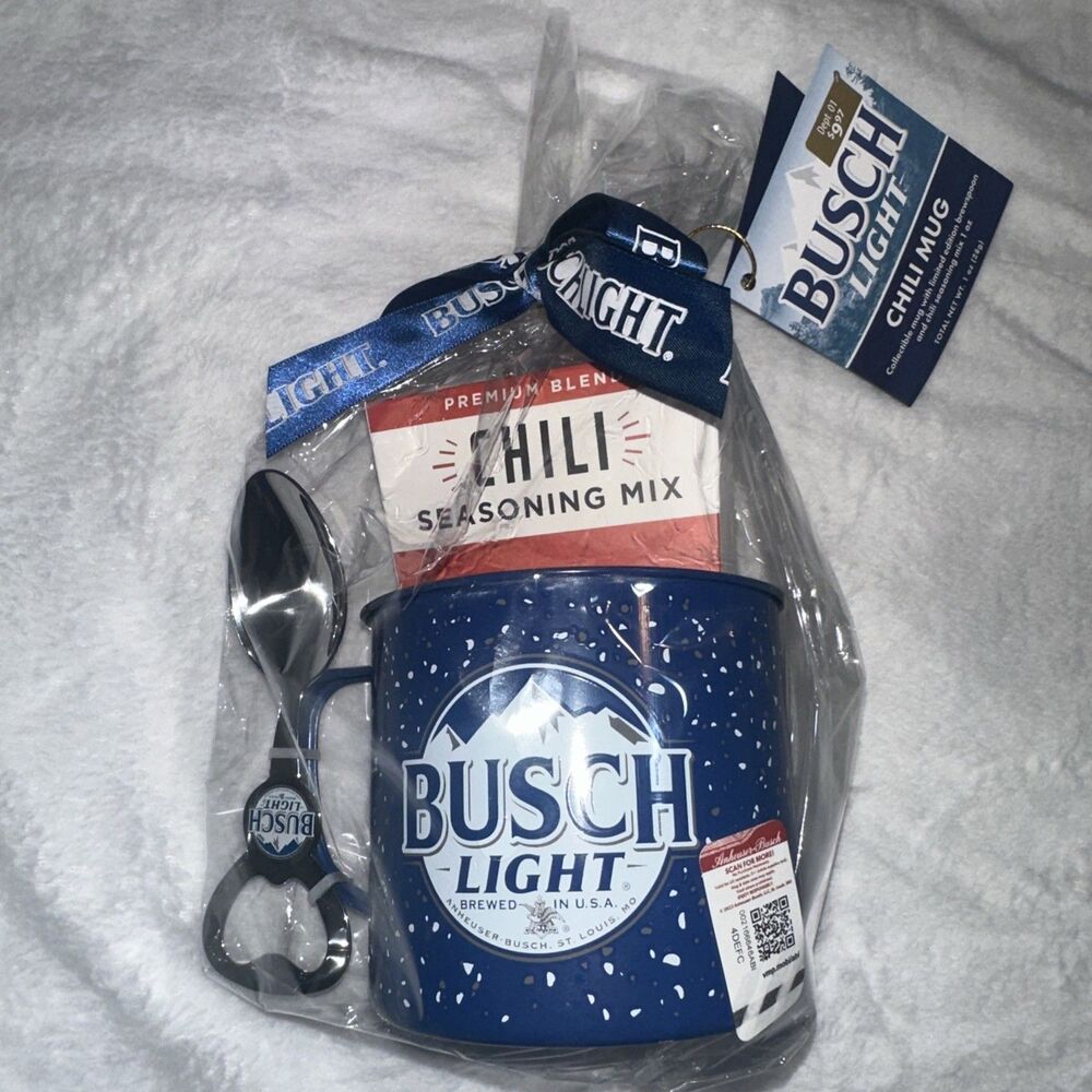 Busch Light Chili Mug Gift Set W/ Brew Spoon Limited Edition Seasoning 1 Oz NEW - Picture 2 of 11